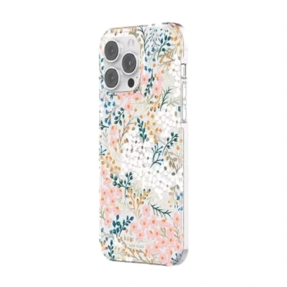 kate spade New York Case for iPhone 14 Pro Max w MagSafe Clear Floral Gold Pink